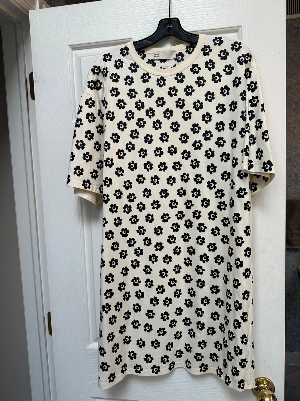 Tory Burch Cream Dress with Black Floral Print